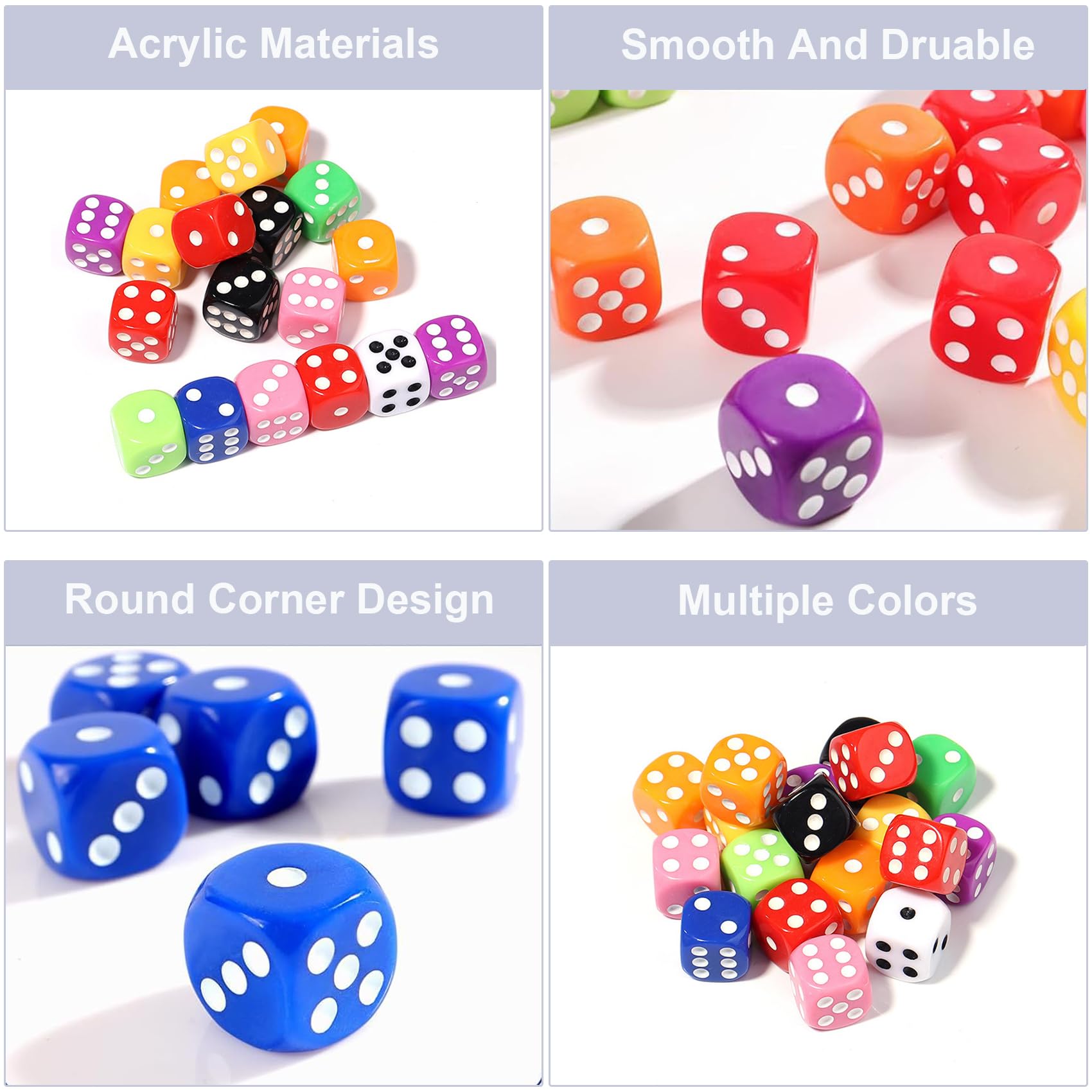 10 Pezzi Dadi, 6 Facce 16mm Dadi da Gioco per Tenzi, Farkle, Bar, KTV, Yahtzee, Bunco or Insegnare i Matematici, 10 Colori