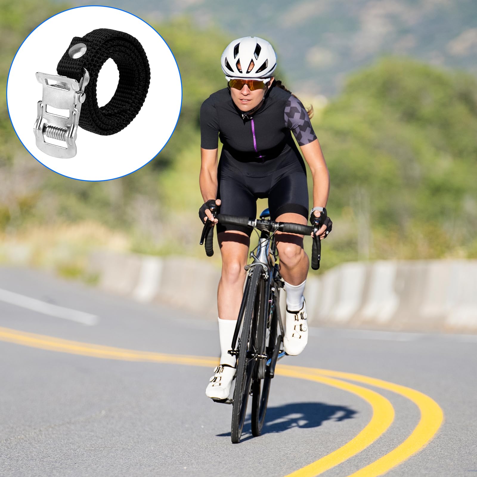 4 Stück Fahrrad Pedale Clips Einstellbare Zehenriemen mit Klemmschloss Zehenclips Riemen Spin Bike Pedal Strap Universal Ersatz Fuß Pedal Teile für Übung Spin Bike und Outdoor-Fahrräder Mountainbikes Sport & Freizeit