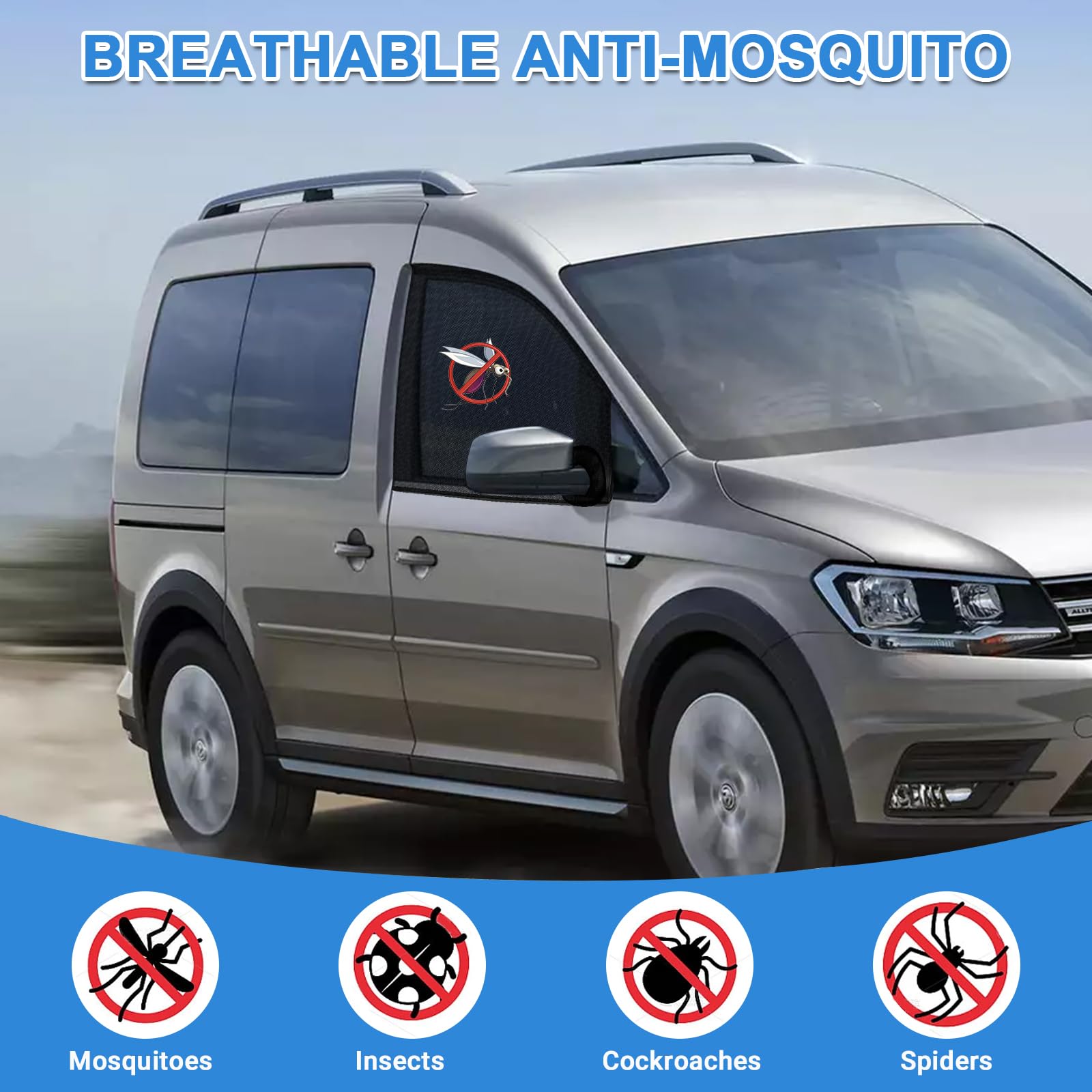 Insektenschutzgitter Ersatz für VW Caddy 2004-2025, Magnetisches Insektennetz für Haustür (Paar) 2 Stück, Moskitonetze Atmungsaktiv für Outdoor Camping