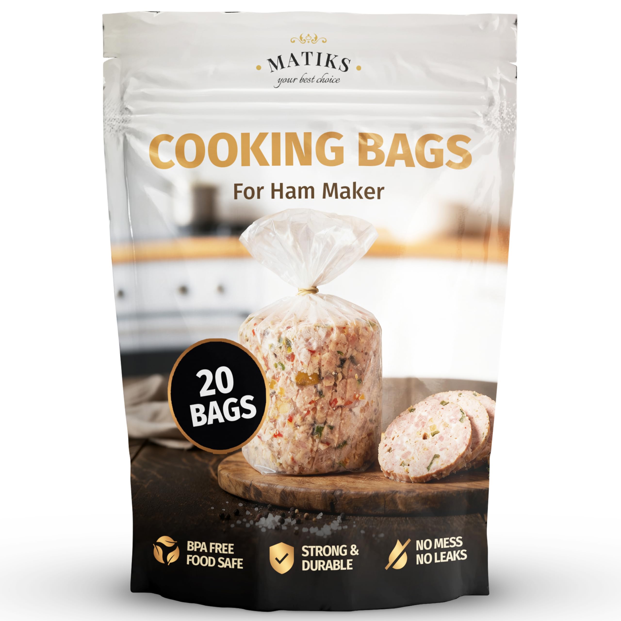 Deli Meat Press Bags for Ham Maker, Cold Cut Meat Press Cooking Bags x 20