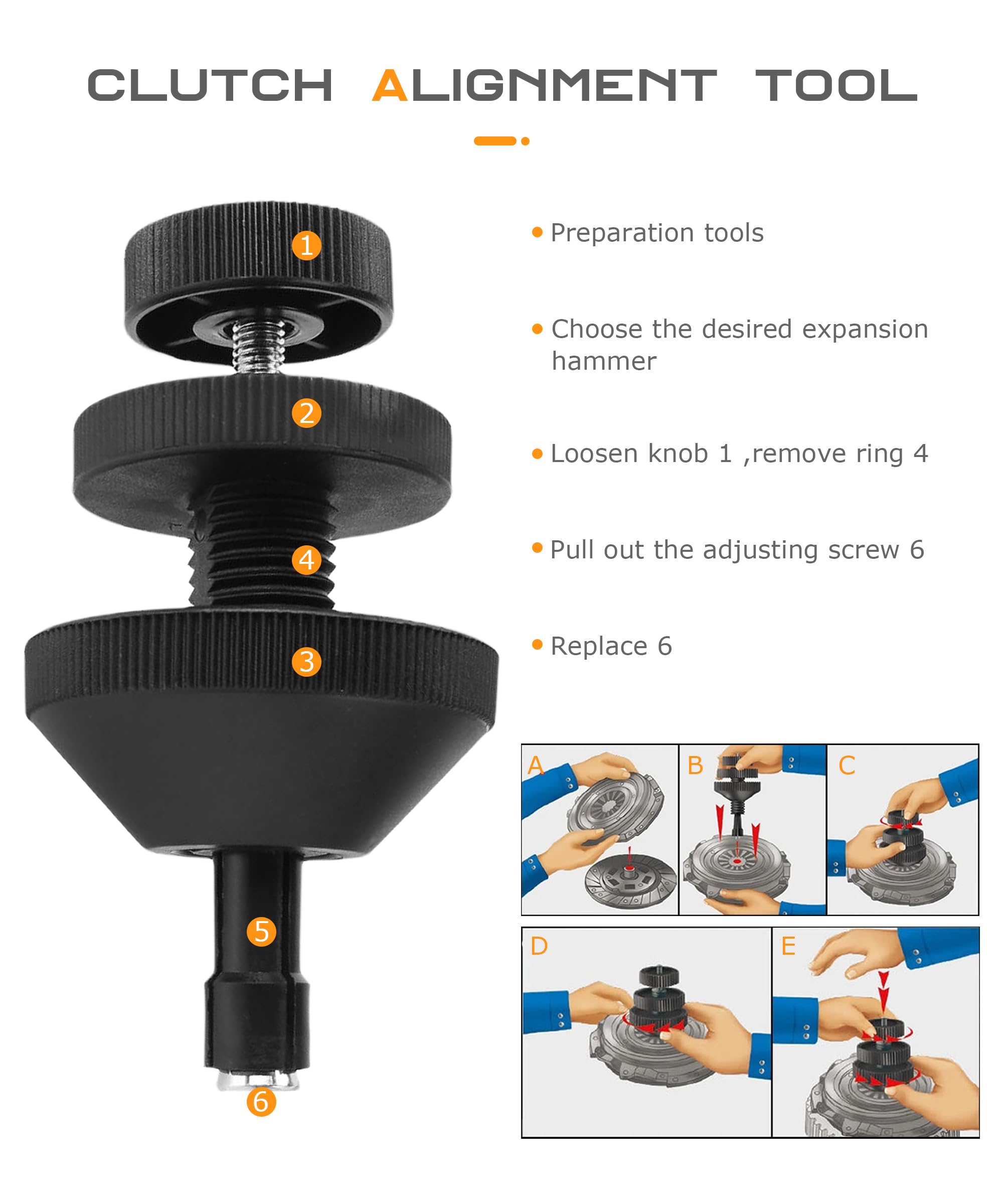 Flaconi Voiture Outil de Centrage d'embrayage,Centreur Embrayage,Kit de Correction d'embrayage,Centreur Embrayage Universel,Outil D'alignement de Correcteur d'embrayage