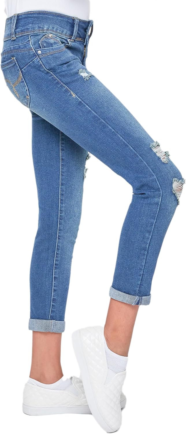 YMI Girls Sustainable Wannabettafit 2-Button Double Cuffed Skinny Jeans