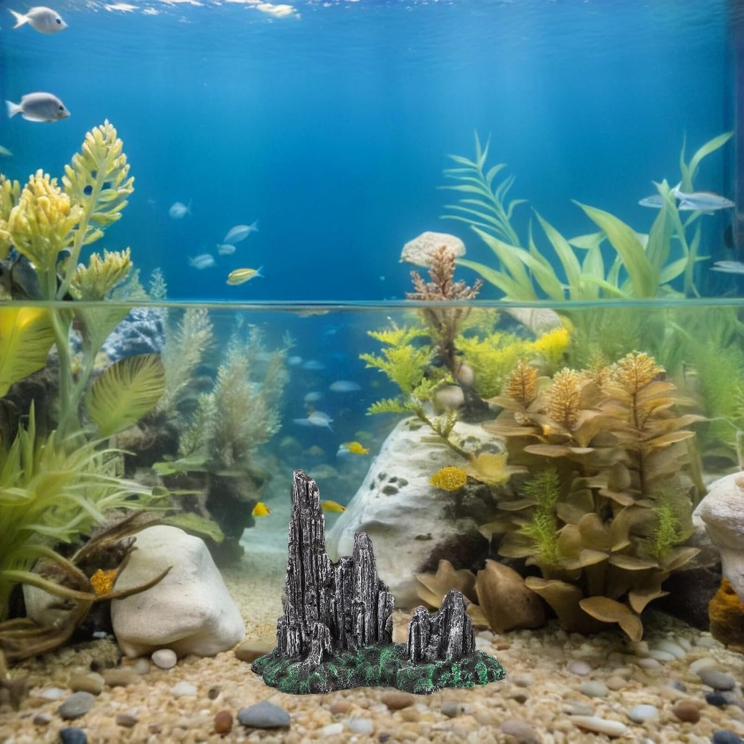 Aquarium Decorative Rocks Artificial Mountain Style Stone Fish Tank Shelter Cave for Aquatic Pets Micro Landscape Ornament Large Size