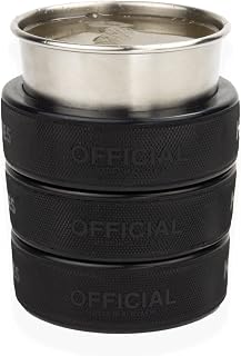 Buffalo Bottle Craft Hockey Puck Rocks Glasses made from real Hockey Pucks & Stainless Steel Cup, Ice Hockey Gifts, 6oz Insulated Whiskey Glasses for Hockey Dad Gifts and Hockey Mom Gifts (1)
