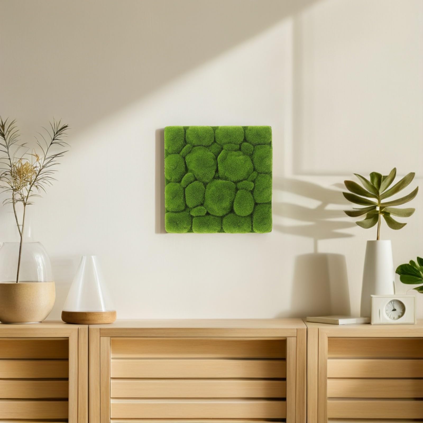 Angoily 3 Stück Künstliche Moos Schaumstoffplatten 29X29cm Grüne Pflanzen Wanddekoration für Innenräume Selbstgemacht Mooswand Hintergrund für Hochzeiten und Blumenarrangements