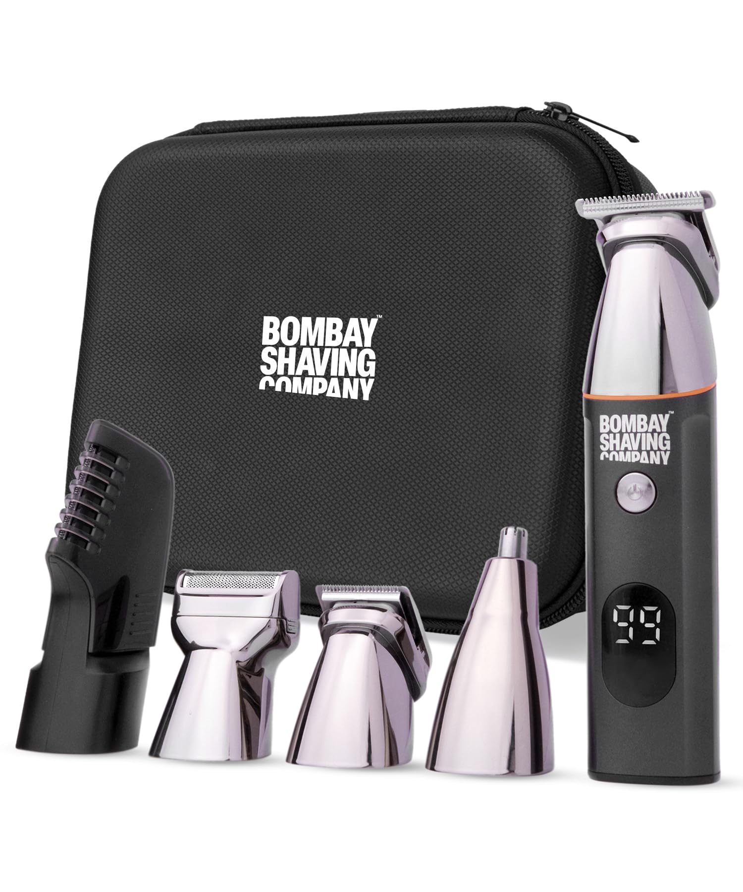 Bombay Shaving Company Full Body Trimmer Limited Edition With Hard Travel Case | 5 Magnetic Attachments, Multi Length Settings Comb, Detachable Blades, Type C Flash Charging, IPX6 Waterproof | Multi-grooming | Travel Trimmer Case | Gifts For Men
