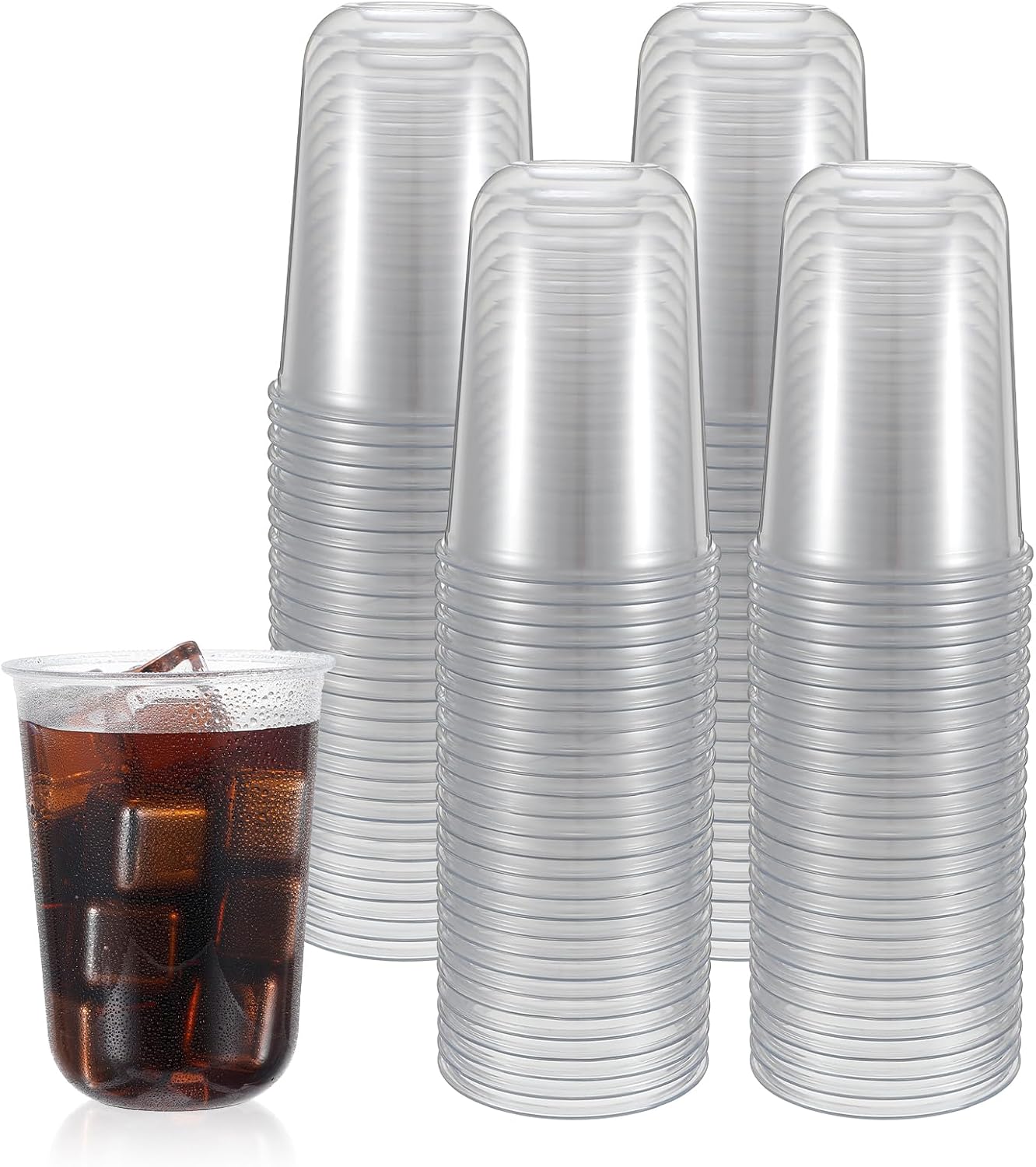 100 Pcs Disposable Stemless Glasses 16oz Crystal Plastic Wine Glasses Clear Classic Cup for Meeting Weddings Birthdays Cocktail Christmas Party Supplies - Image 8