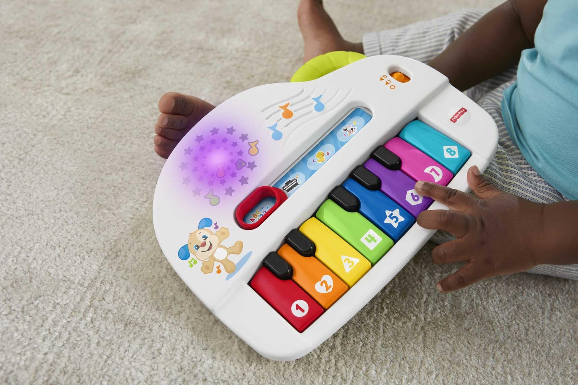Fisher-Price Ríe y Aprende Piano Musical, Juguete con música y Sonidos para bebé +6 Meses, versión español + portugués + Italiano + inglés (HHX13)