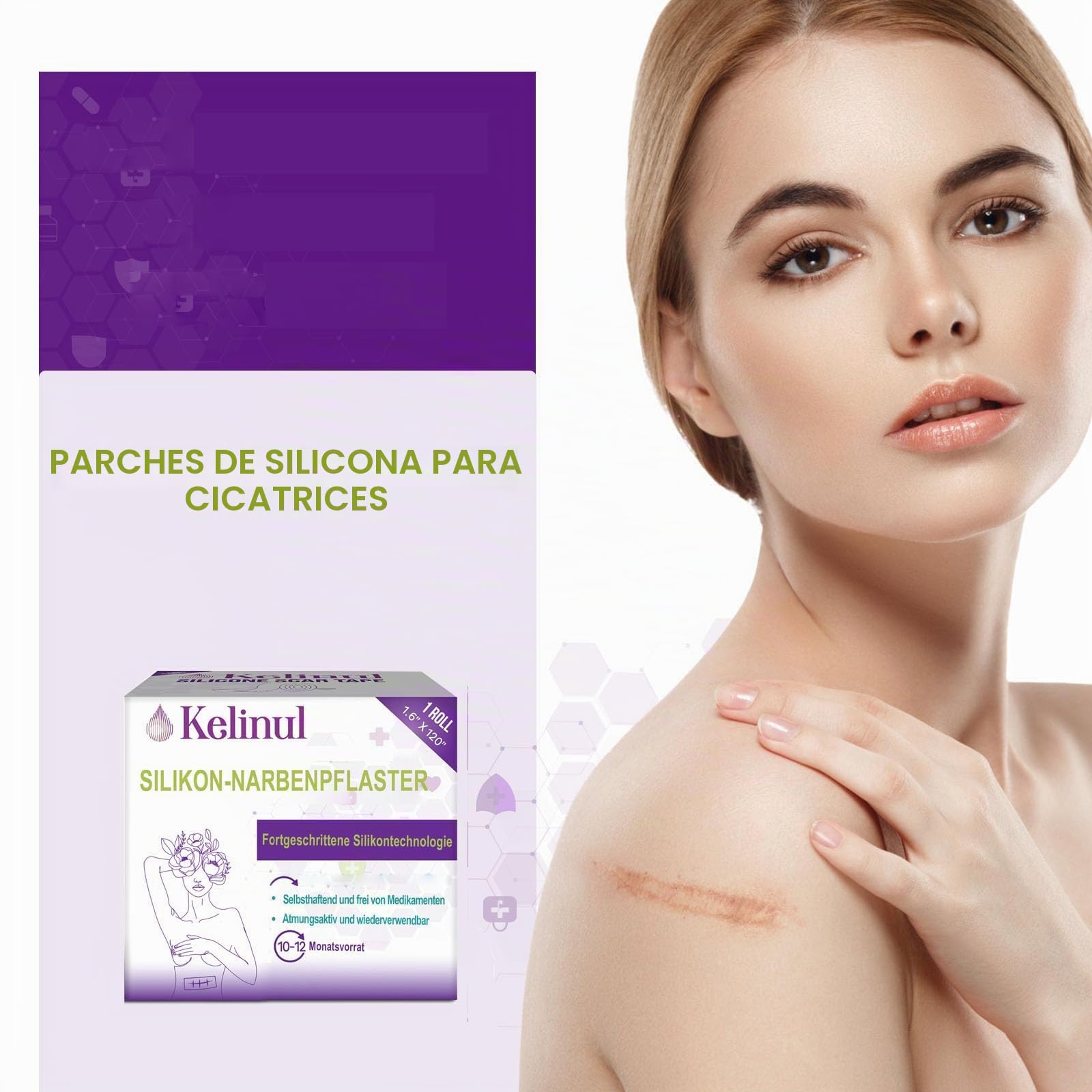 Hojas de cicatriz de silicona - cinta de cicatriz de Gel de silisuave - tiras de cicatriz reutiliz, de grado médico