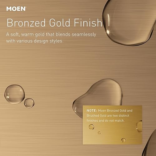 Miniatura 5 de Moen Ronan 84023BZG - Grifo de baño moderno ajustable de dos manijas de oro broncado, válvula incluida, 84023BZG