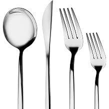 KARACA Bella Cutlery Set Stainless Steel V2 24 Pieces for 6 People Silver Dishwasher Safe Stainless Steel Cutlery Set with Steak Knives