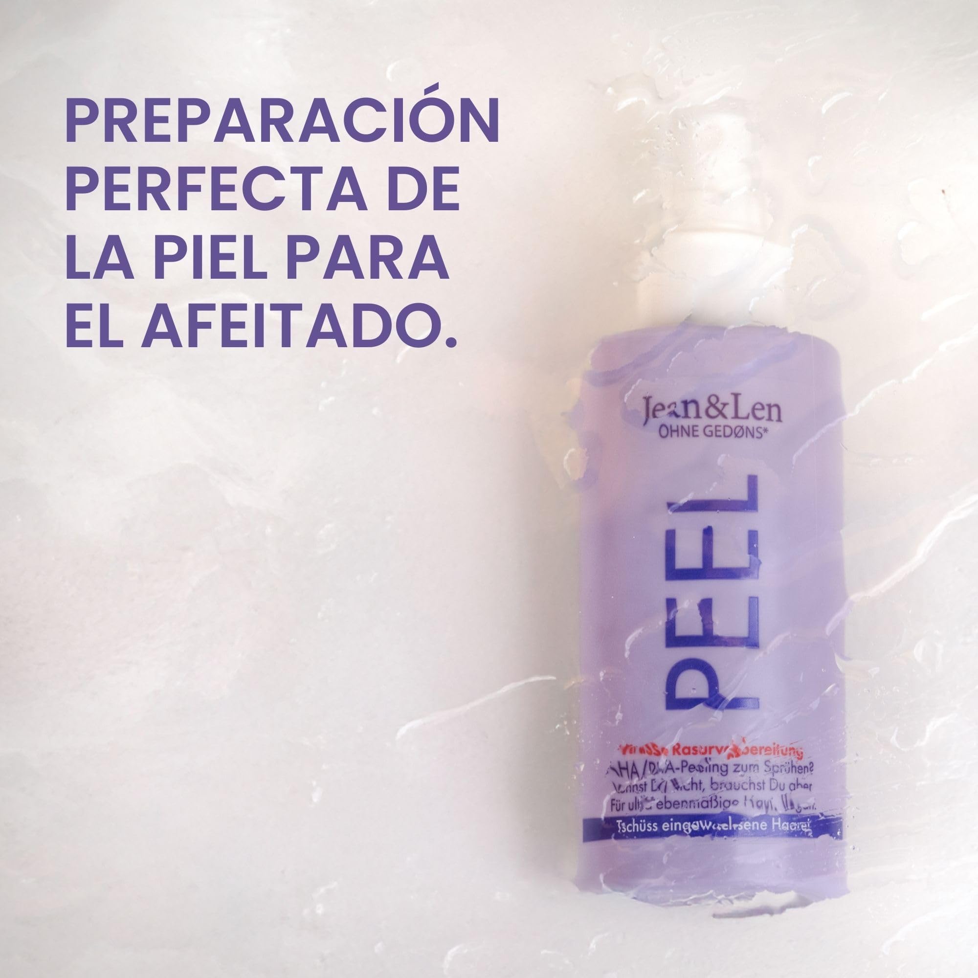 Jean & Len Peeling Líquido Complejo AHA PHA y Ácido Hialurónico, preparación ideal de la piel antes del afeitado, exfolia con suavidad y eficacia, sin perfume artificial, parabenos ni silicona, 150 ml