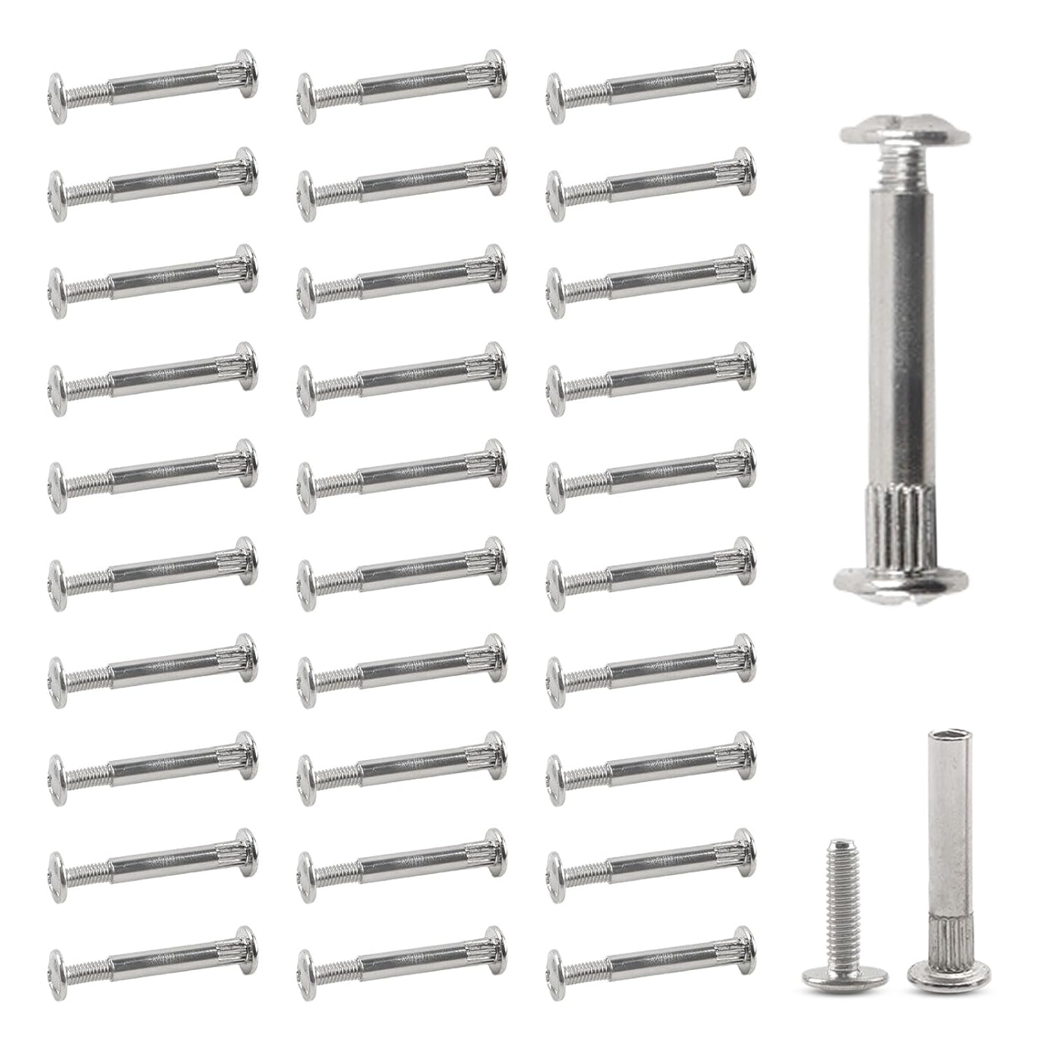 Pack of 60 Connecting Screws (30 x Furniture Screws, 30 x Sleeve Screws M4 x 31-40 mm) Furniture Connecting Screws for Furniture Wooden Boards Cabinets Furniture Connectors Cabinet Connector