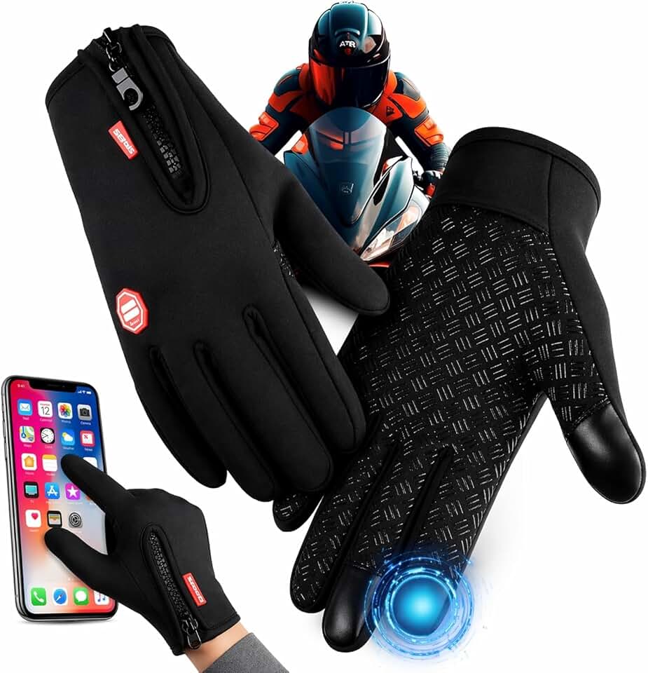 Luva Térmica Resistente à Água Touch Screen – Antifrio para Motociclista, Bike e Motoboy com Proteção e Conforto, Preta