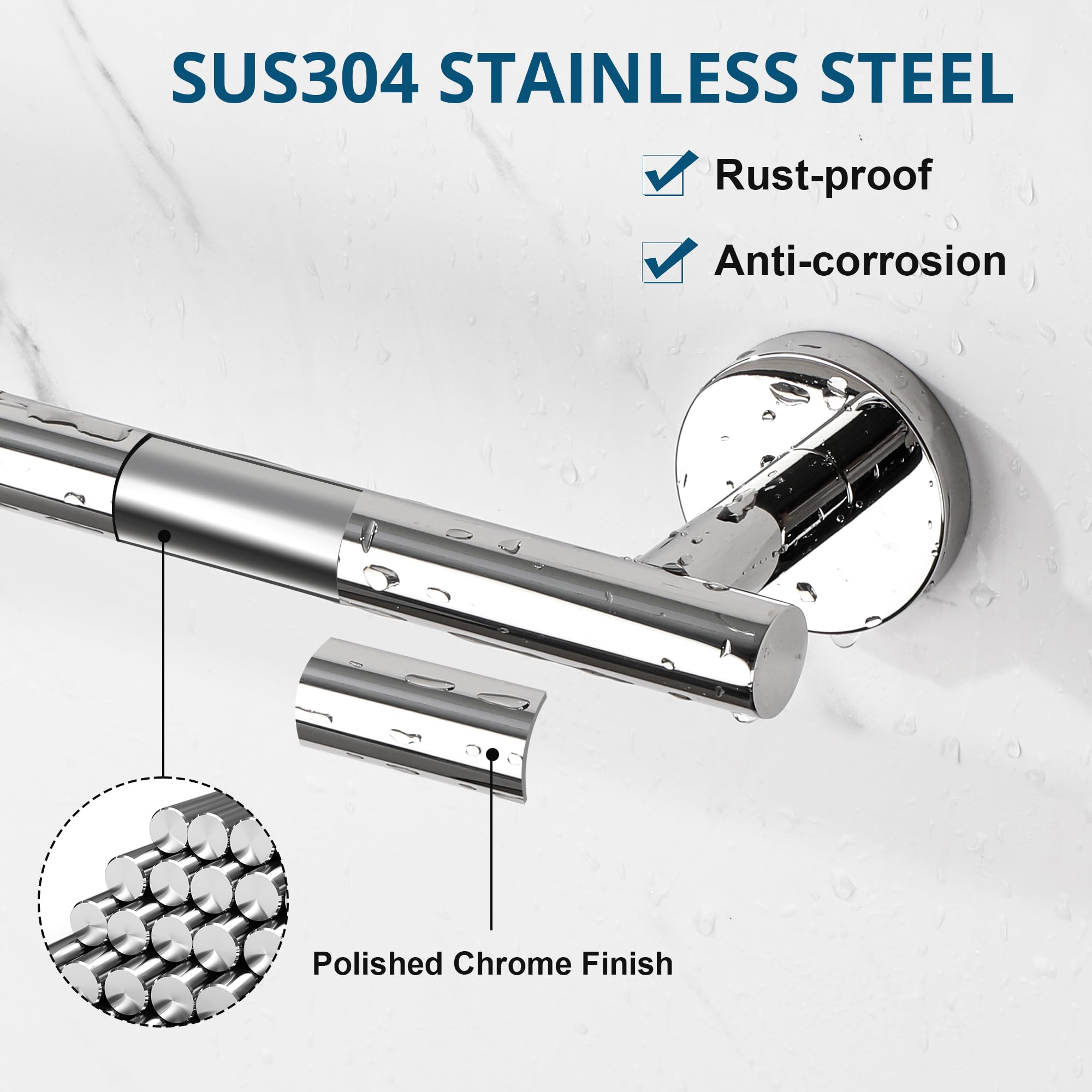 SAYAYO Large Towel Rail Wall Mounted Chrome Towel Holder Bathroom Towel Bar for Hang Bath Towel SUS 304 Stainless Steel 80CM/32-Inch - Image 2