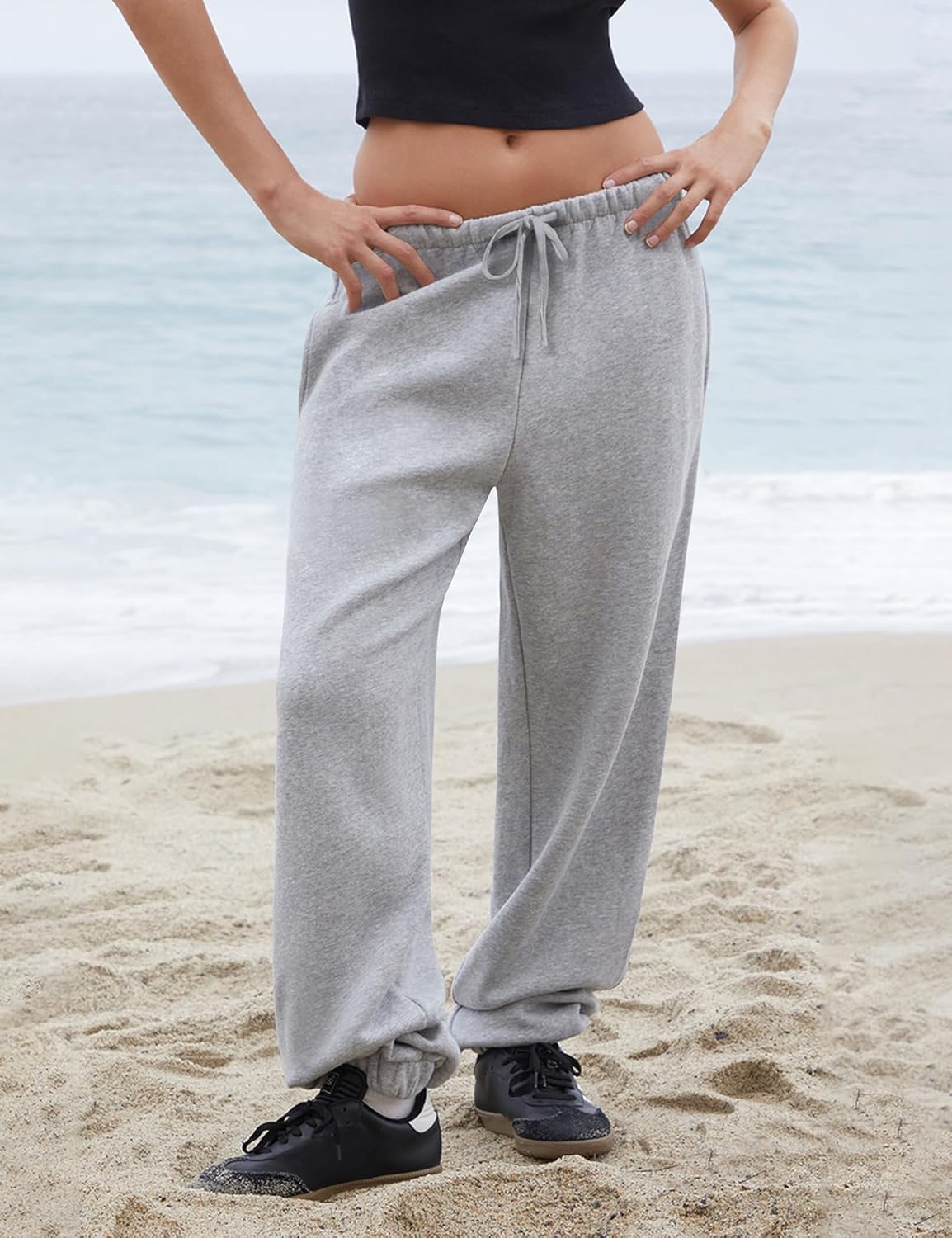 Ugerlov Women's Low Rise Fleece Lined Baagy Sweatpants 2026 Trendy Drawstring Lounge Casual Sweat Pants with Pockets - Image 2