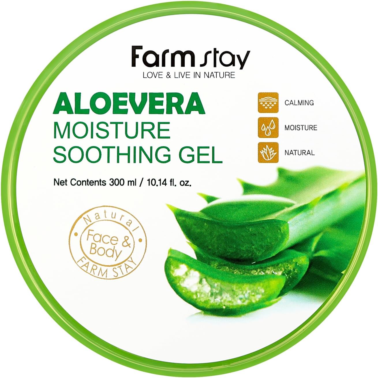 Aloe Vera Moisture Soothing Gel 300 ml for men and woman - 100% Aloe Vera for dry skin - Facial Treatment - Moisturisers - Day Care - Gels