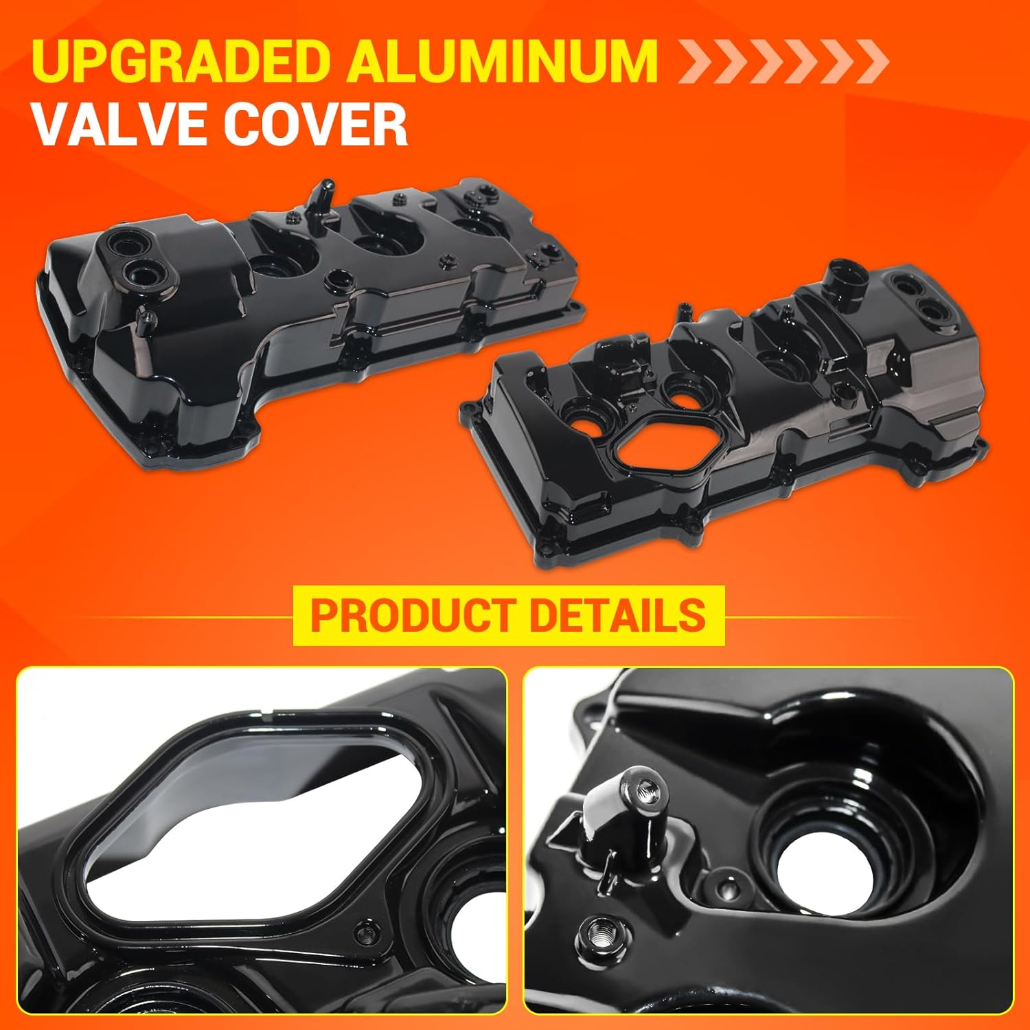 Upgraded Aluminum Left & Right Valve Cover Set Compatible with 2013-2016 Ford F-150 2015-2022 Transit-150 2015-2017 Expedition Lincoln Navigator 3.5L EcoBoost Turbo Replaces # BL3Z6582H DL3Z6582C