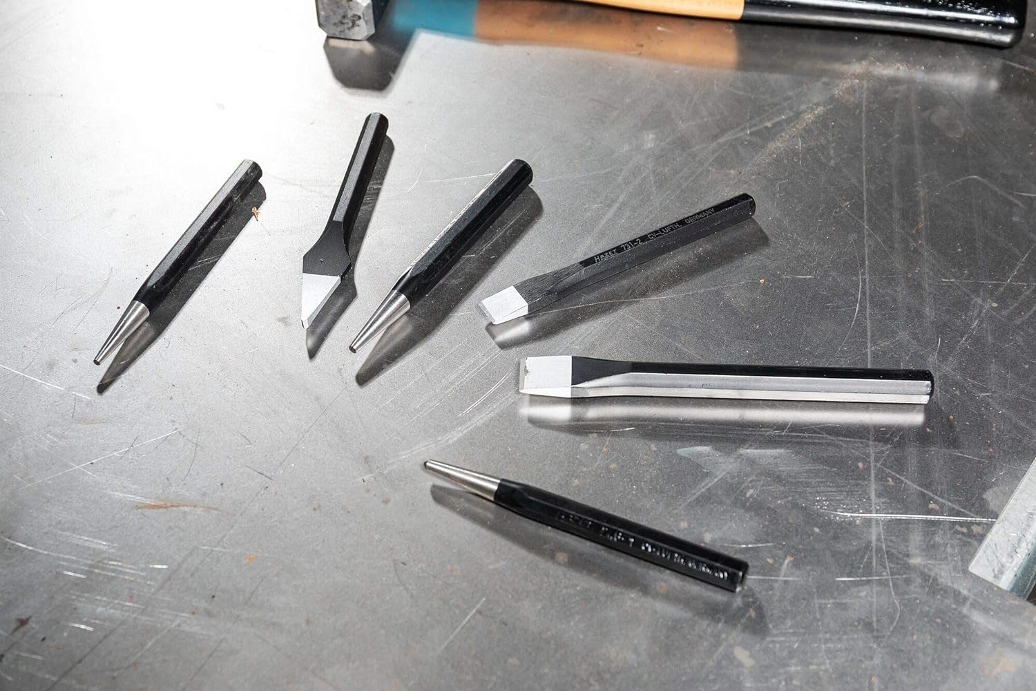 HAZET Meißel-, Durchtreiber-, Körner-Satz 750/6 I 6-teiliges Set I mit Kunststoffständer I aus Chrom-Vanadium Stahl