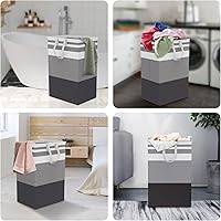 Vista 6 de Canasta de lavandería grande plegable de 75L con asas, cesta de ropa sucia impermeable para dormitorio, canasta de lavandería alta independiente