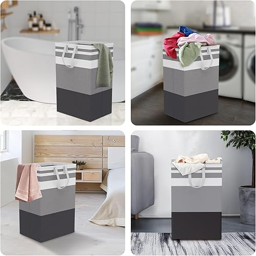Miniatura 6 de Canasta de lavandería grande de 75L con asas, cesta de ropa sucia impermeable para dormitorio, canasta de lavandería alta independiente impermeable,