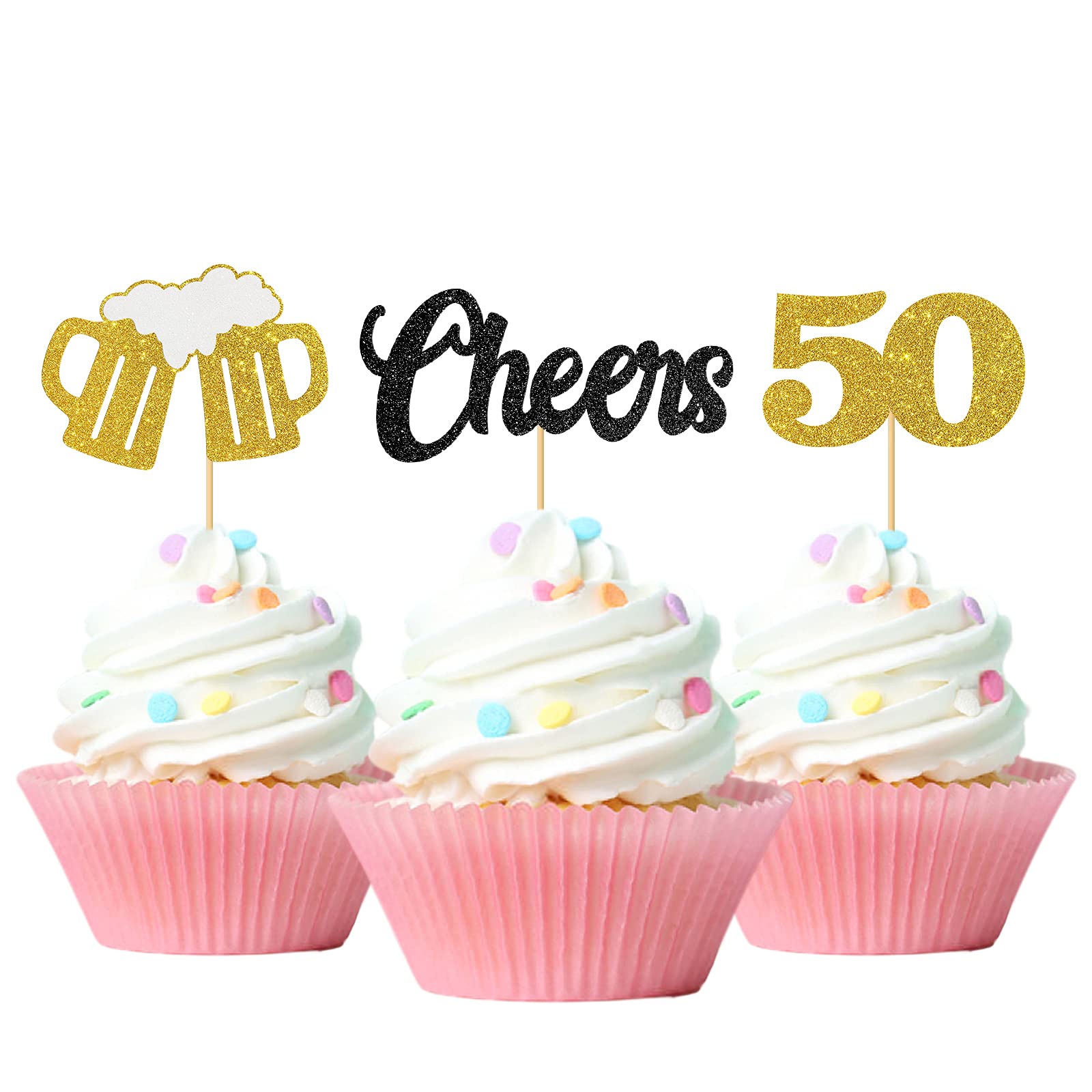 Buy 24 PCS Cheers to 50 Cupcake Toppers Teens 50th Birthday Cupcake
