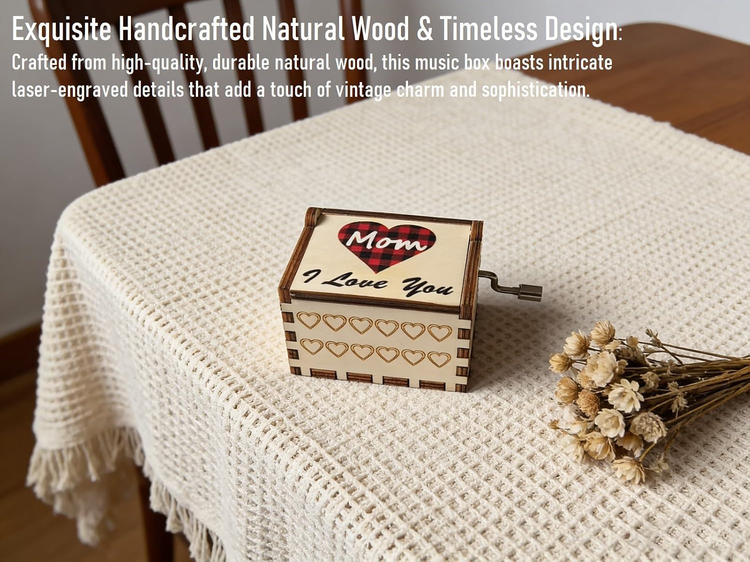 Wooden Hand Crank Music Box, You are My Sunshine Melody Gift