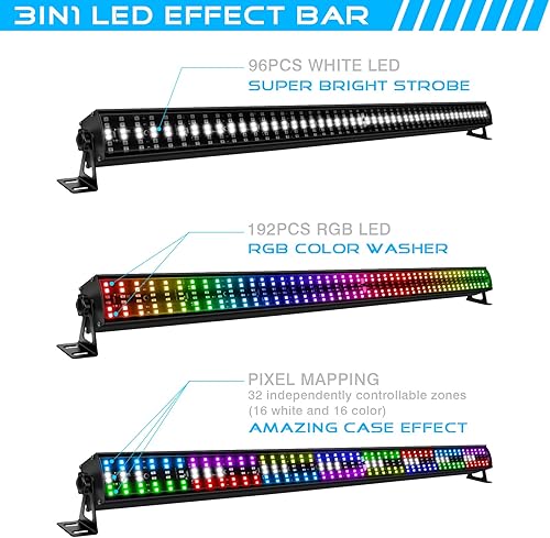 Vista 2 de Barra de luz LED de lavado de escenario - OPPSK 100 W 288 LEDs RGBW DJ barra de luz con función de persecución mapeo de píxeles efectos