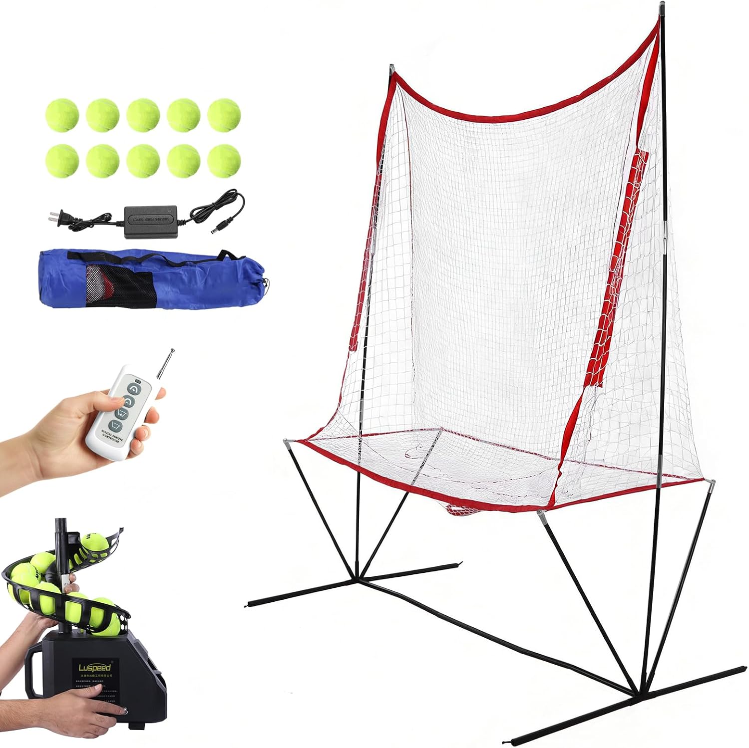 Tennis Ball Machine with 10 Pickleballs Portable Baseball Pitching Machine 5 Adjustable Angles 2 Power Level for All-Levels Ages Beginners Coaches