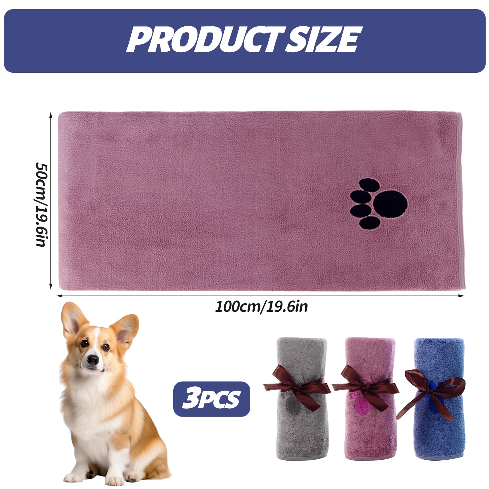 ZYQUES 3 Pack Dog Towel - Image 2
