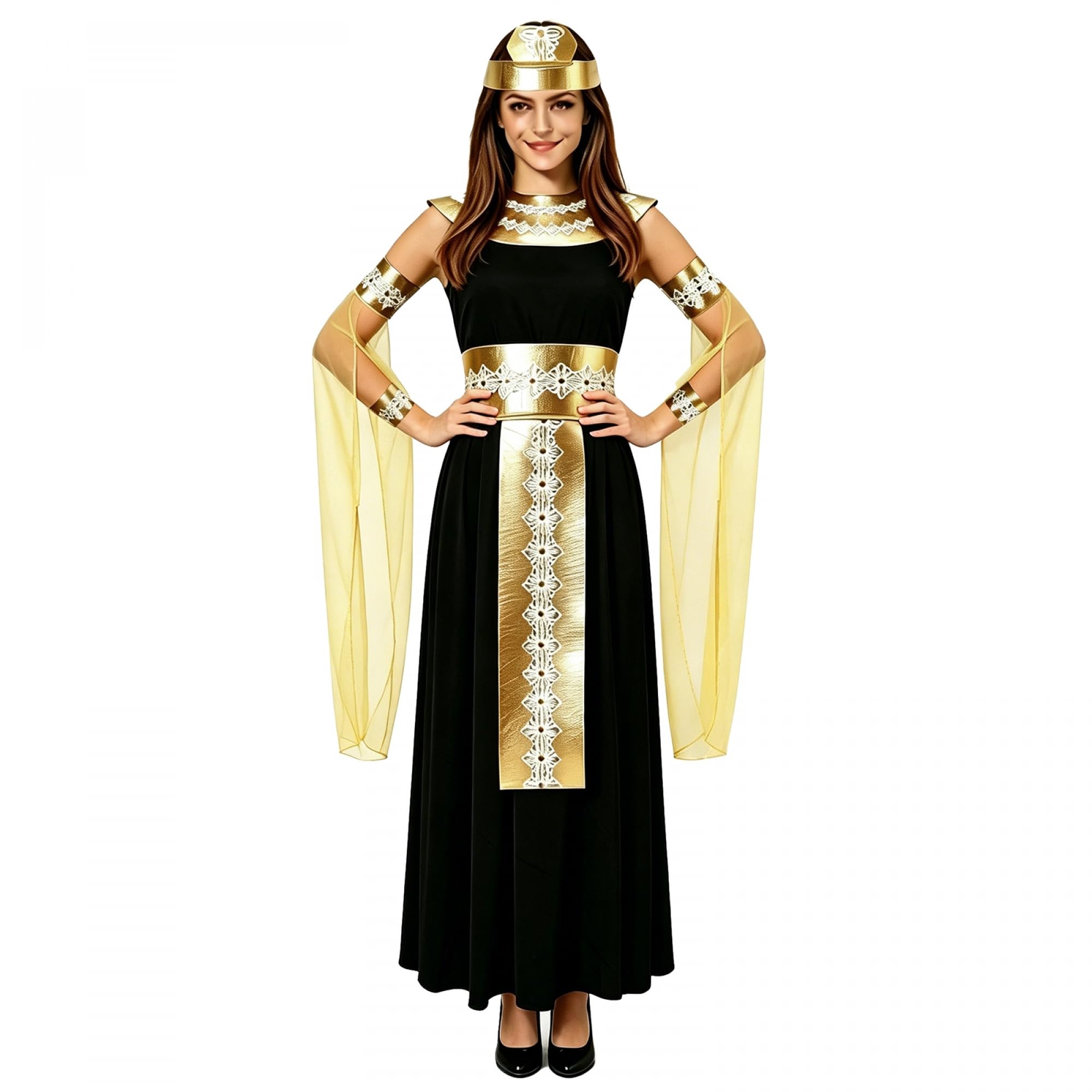 GJZNIYJZ Adult Egyptian Jafar/Queen Costume Halloween Greek Goddess Cosplay Outfits (B-Black Women, L)