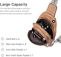 Vista 10 de Telena Bolso bandolera para mujer, bolso cruzado para mujer, cangurera de cuero vegano con correa ajustable