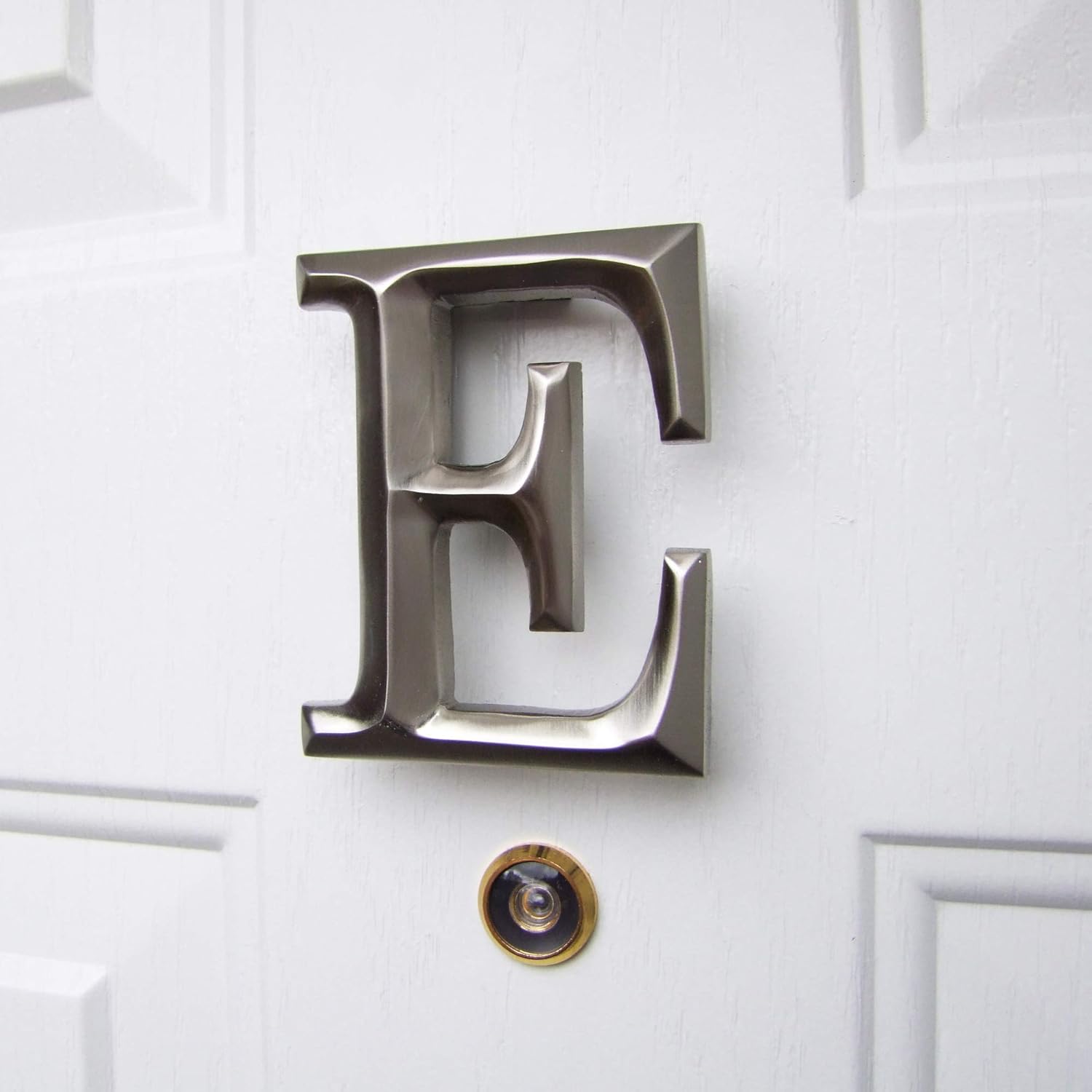 Monogram Letter E Door Knocker - Nickel