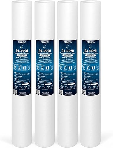 Vista 13 de Ronaqua Cartucho de filtro de agua de sedimentos estándar de 5 micras de 20 x 2.5 pulgadas, certificado NSF, filtración de 4 capas para sistemas