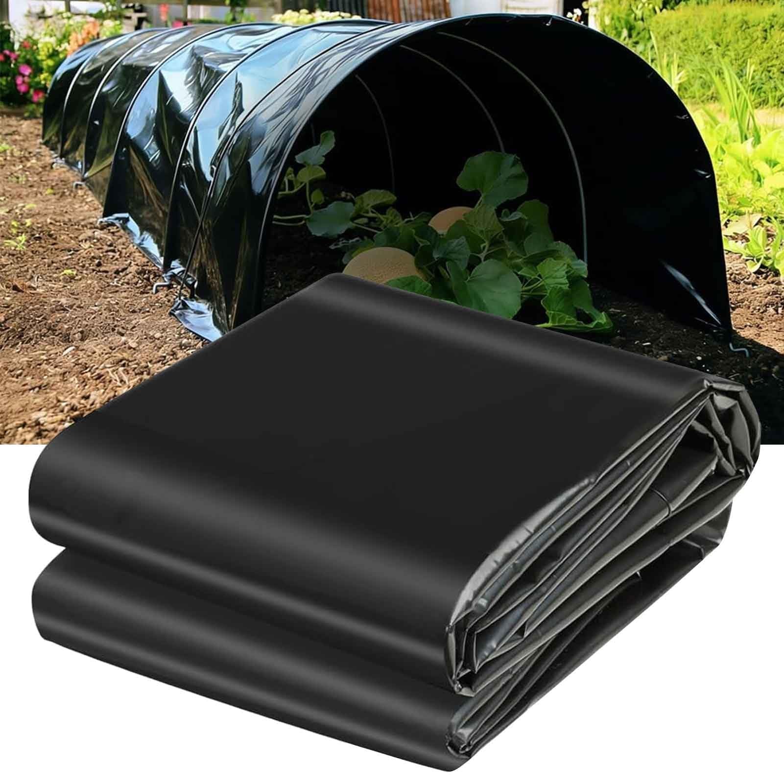 DMCHENGMA Pond Liner Heavy Duty Durable HDPE 0.13mm Thick Waterproof Membrane Black Plastic Sheeting Black Polythene Sheeting for Agricultural Greenhouse Film(4x10m(13.1x32.8ft))