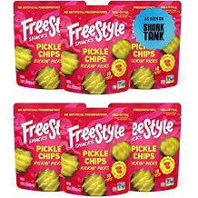 Freestyle Snacks Pickle Chip Snack Packs - Spicy Dill - All Natural, Fresh-Packed Deli-Style Pickles - Non-GMO, Kosher, Gluten-Free, Low Calorie Snacks - 3.5 Ounce 6 Pack
