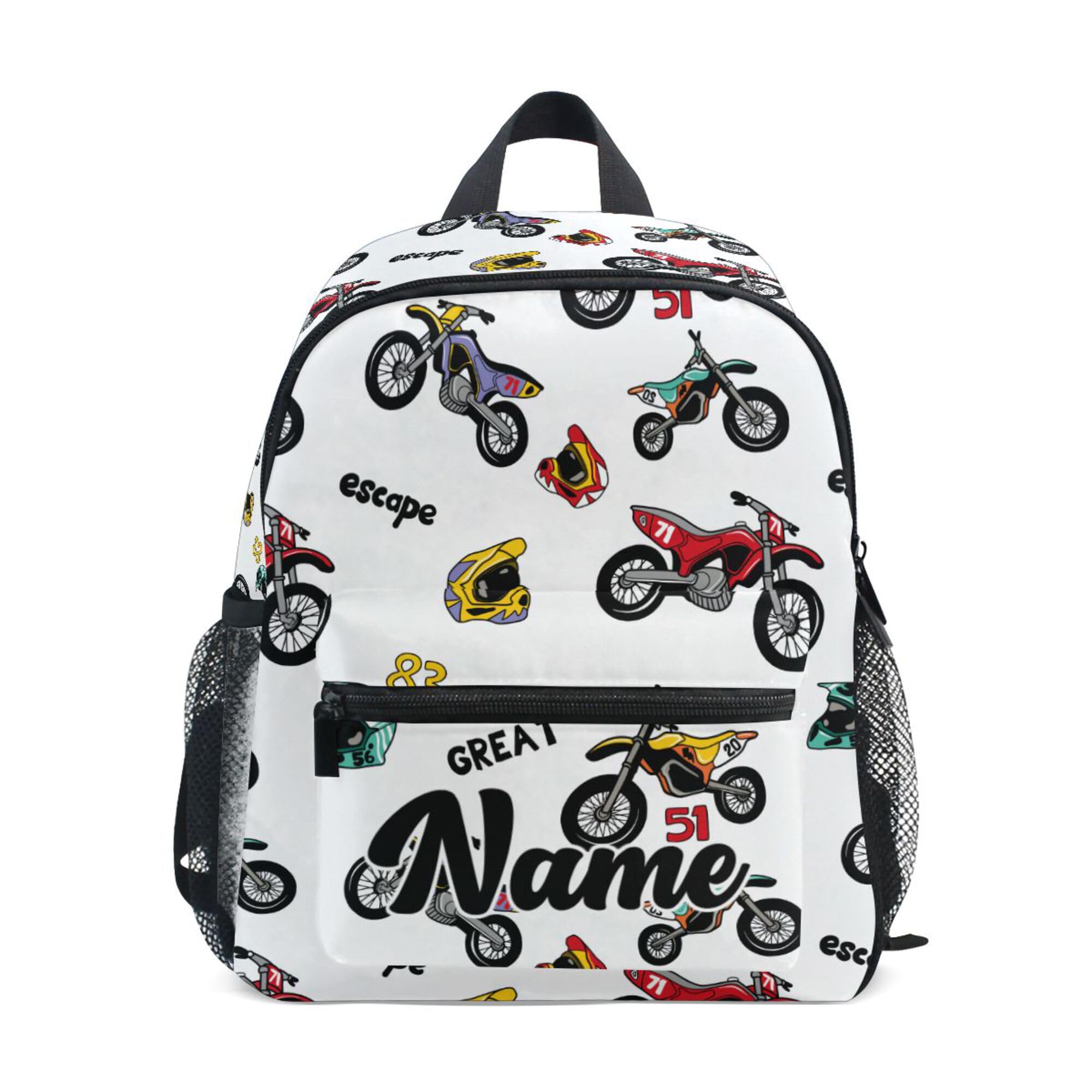 Fisyme Custom Toddler Backpack Vintage Motorcycle School Bag Kids Daypack for Kindergarten Preschool Nursery Girls Boys, S