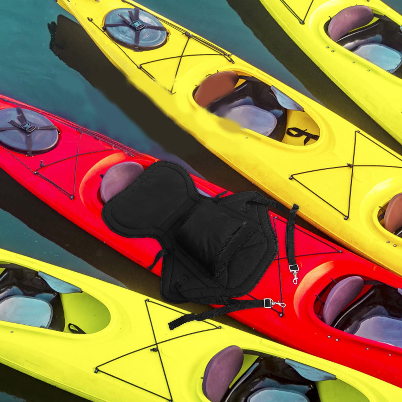 Homoyoyo Asiento Hinchable para Kayak Respaldo Portátil de Tela Oxford Negro, Anti-Desgaste y Fácil Instalación para Actividades al Aire Libre