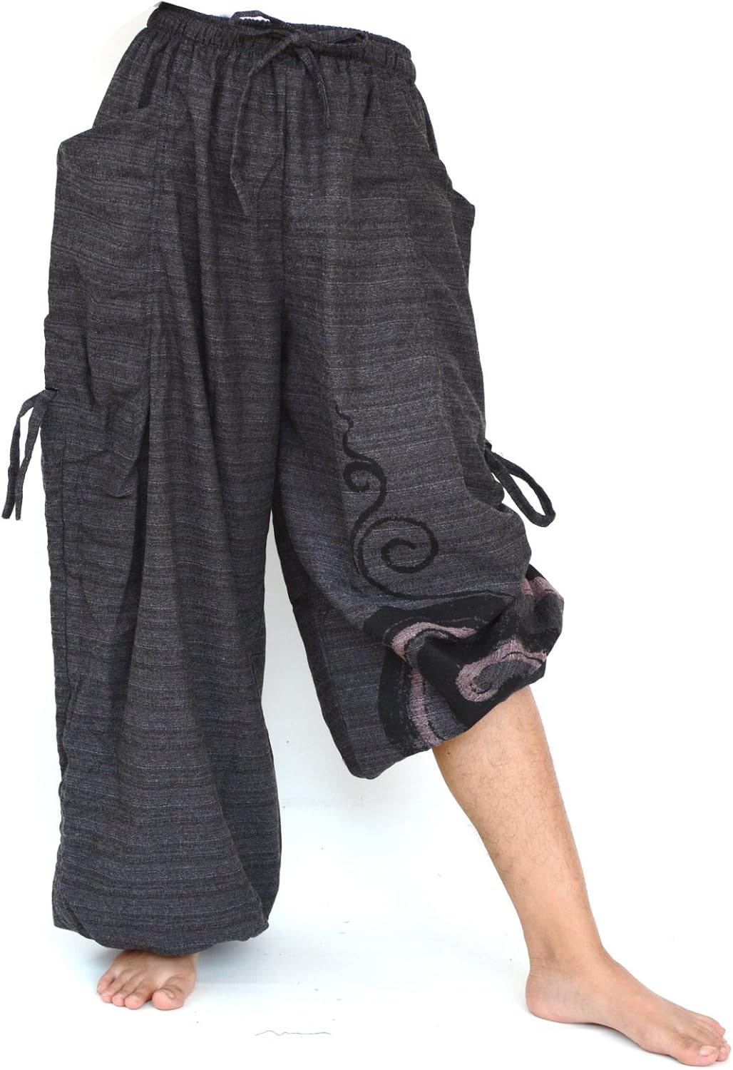 Siamrose Baggy Harem Pants Men Women, Wide Leg Yoga Lounge Trousers, Adjustable Length, 2 Pockets, One Size - Image 3