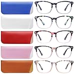 VIDEBLA 5 Pack Blue Light Blocking Reading Glasses,Spring Hinge Computer Readers for Women Men,Anti UV Ray Filter Nerd Eyeglasses(Mix-2, 2.00)