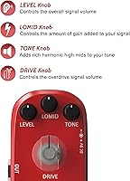 Vista 3 de AZOR Pedal de distorsión de alta ganancia para guitarra eléctrica - Circuitería analógica, carcasa de aluminio, True Bypass, compacto