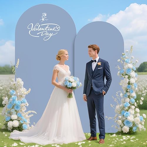 Miniatura 4 de OMKSIH Funda de arco rosa de 4 pies para arco de boda, fundas ajustadas de elastano para soporte de arco de globos, cubierta de telón de fondo para