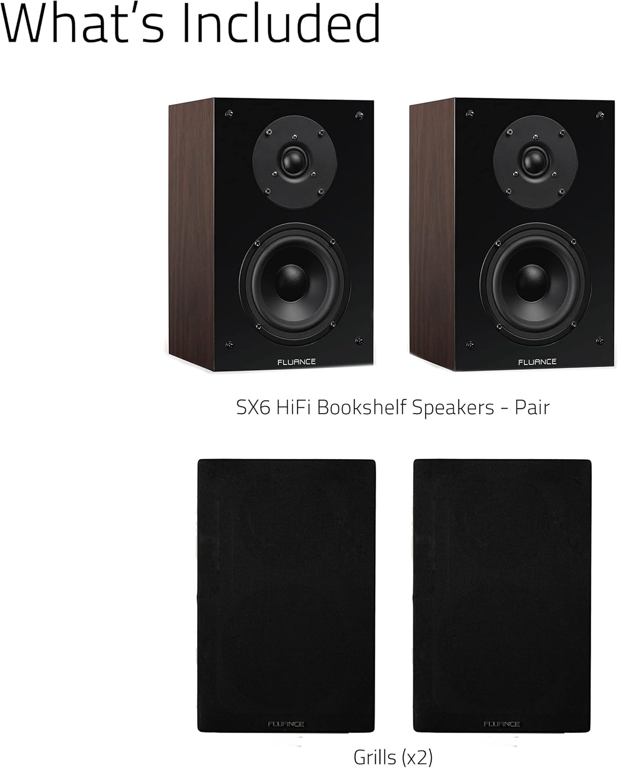Fluance Elite High Definition 2-Way Bookshelf Surround Sound Speakers for 2-Channel Stereo Listening or Home Theater System - Natural Walnut/Pair (SX6W)