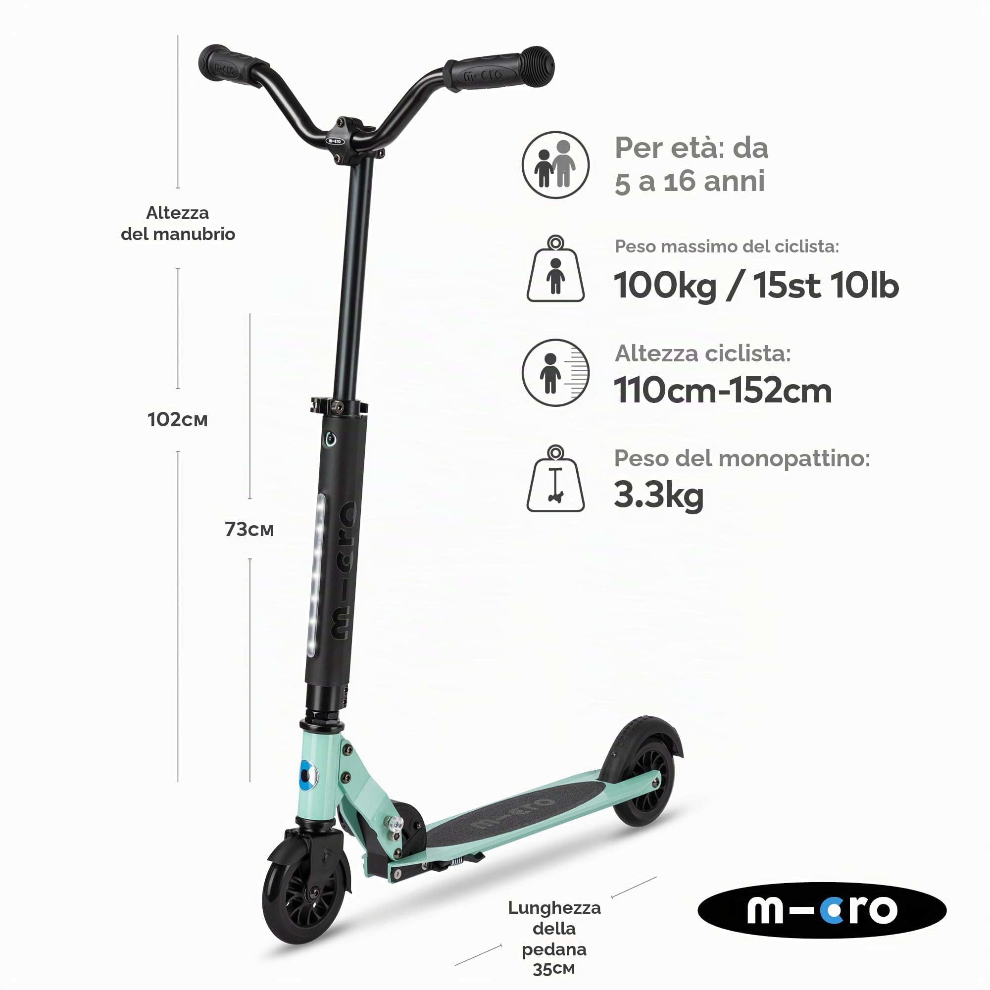 Micro Scooter/Bike Sprite Deluxe 5-12 Anni Ragazze/Ragazze
