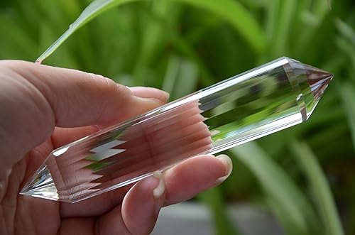 Miniatura 2 de Real Tibet Himalaya de alta altitud transparente de 24 caras con punta de cristal de cuarzo Vogel Varita de 4.64 pulgadas para curación espiritual