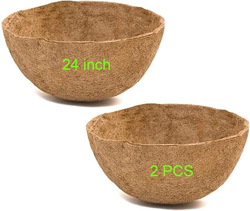 Frillybutts Coco Forros para macetas, forros de repuesto de fibra de coco en forma de cesta redonda (2, 24 pulgadas)
