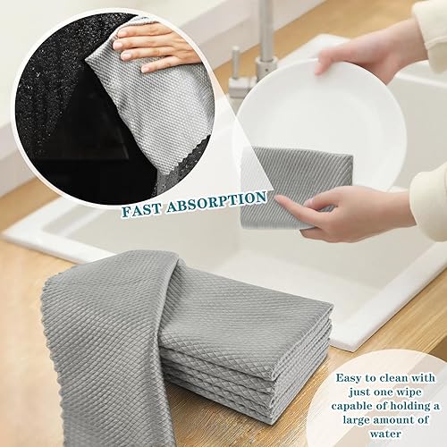 Miniatura 4 de SINLAND Paño de limpieza de vidrio de microfibra sin pelusas, toallas de pulido para secado rápido para ventanas de vidrio, espejos de acero