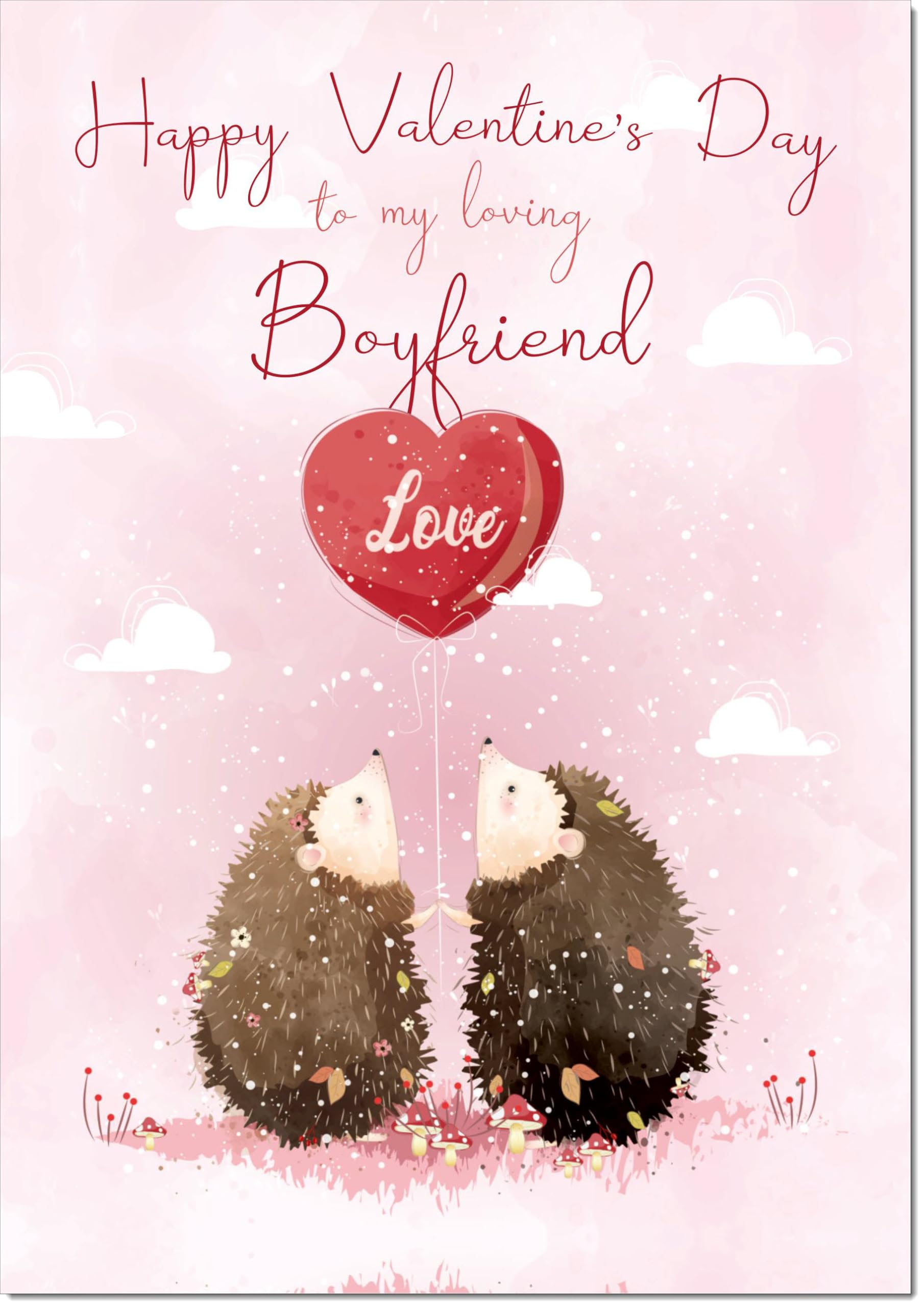 doodlecards Boyfriend Valentine's Day Card Love Hedgehogs Large A4 Size with Plain Envelope