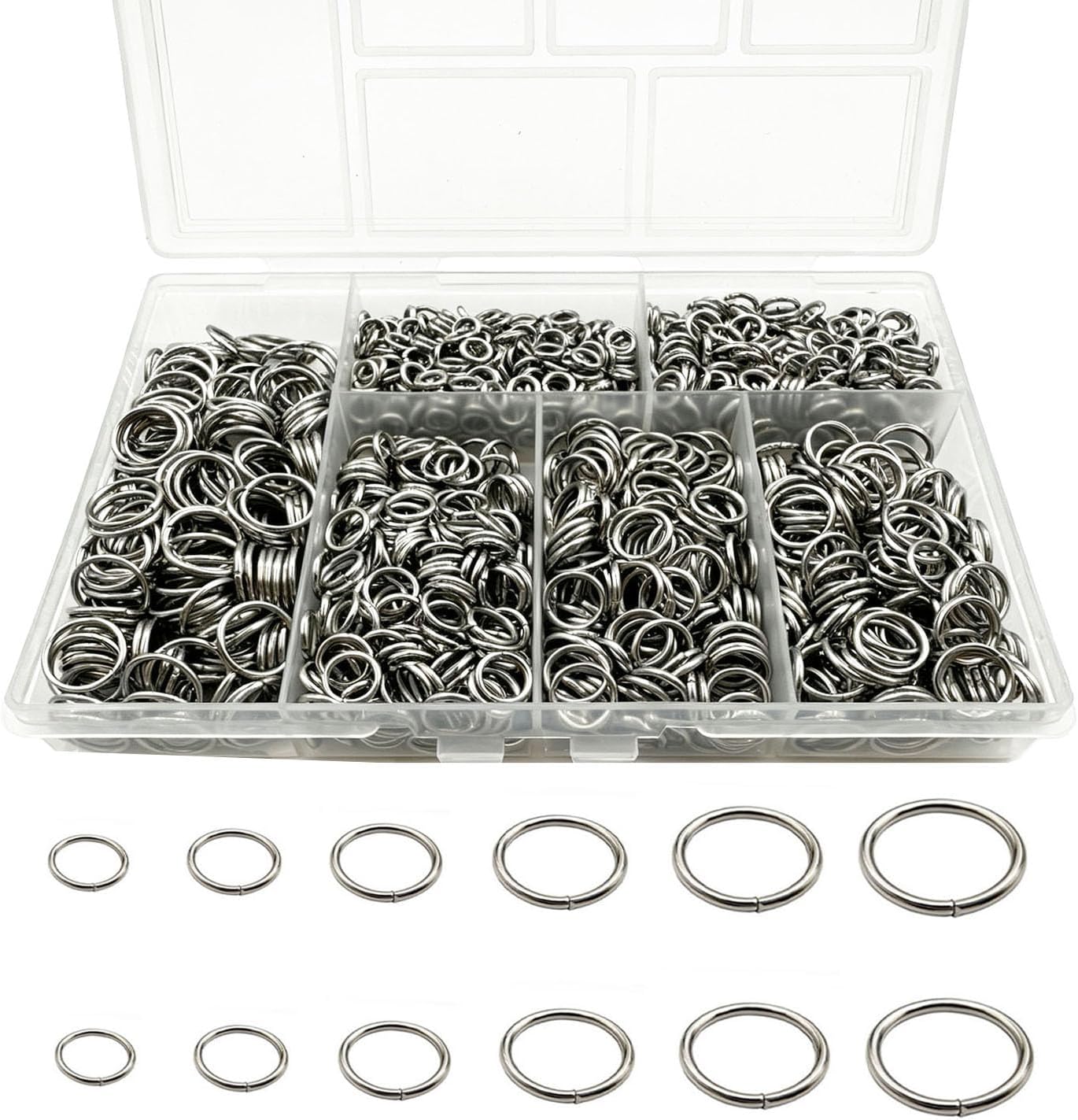 1600 Pcs Jump Rings,304 Stainless Steel O Rings, Open/Close Loop Contactors for Jewelry Making,DIY Crafts, Industrial Repair 1MM Thickness (18 Gauge),6 Sizes (5MM,6MM,7MM,8MM,9MM,10MM)
