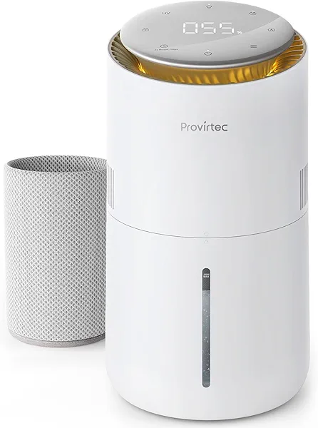 Provirtec MistFree HC13 Evaporative Humidifier for Bedroom, 3L No White Dust for Sensitive Individuals & Kids, Auto Humidity Control, Ultra Quiet Sleep Mode, Easy Clean Tank for Office & Small Room
